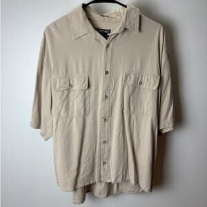 Cream Winter Silks Vintage Button Up Tee Shirt - XL